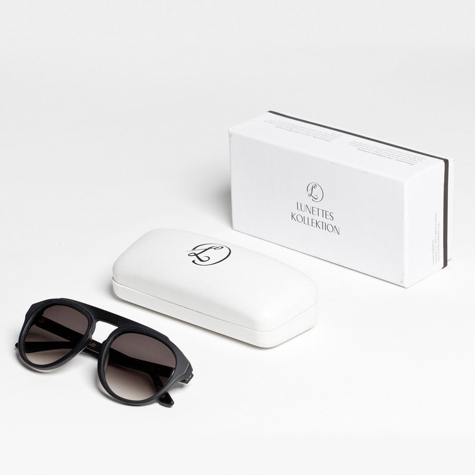 Mattschwarze Sonnenbrille "GRAND TOUR" mit grauen Gläsern